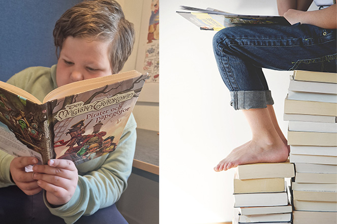 Viktor läser en bok.